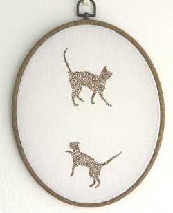 画像1: インテリアフレーム　「ねこ日和・インド綿」