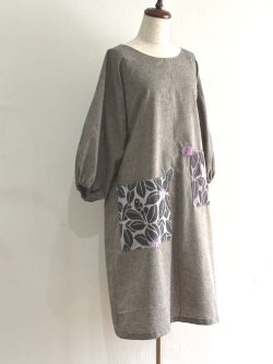 画像1: アトリエ服・綿つむぎサンドネイビー注染ポケット（S〜M＊袖長め）