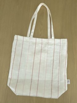 画像1: 一尺トート・アイボリーストライプリネン（内ポケット付き）
