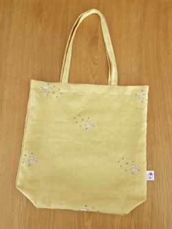 画像1: 一尺トート・星かもめ刺繍きはだ色リネン（内ポケット付き）