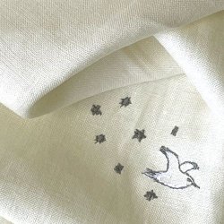 画像1: 一尺トート・星かもめ刺繍アイボリーリネン（内ポケット付き）・受注製作品