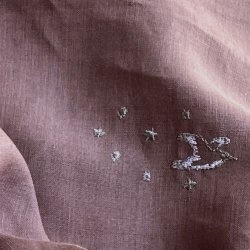 画像1: 一尺トート・星かもめ刺繍あずき色リネン（内ポケット付き）・受注製作品