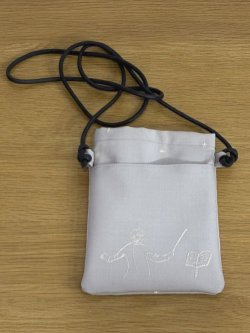 画像1: 指揮者&星刺繍モヘヤウールサンドベージュ（外ポケット＆裏付き）・５寸サコッシュ