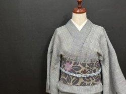 画像3: 綿つむぎサンドネイビー（帯締め付き）・二部式帯・吉弥デザイン