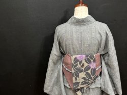 画像2: 綿つむぎサンドネイビー（帯締め付き）・二部式帯・吉弥デザイン