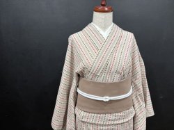 画像4: コットンウールストライプ（帯締め付き）・used品アップサイクル二部式帯・吉弥デザイン