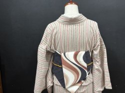 画像2: 英国リバーストライプ（帯締め付き）・used品アップサイクル二部式帯・吉弥デザイン
