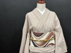 画像3: 英国リバーストライプ（帯締め付き）・used品アップサイクル二部式帯・吉弥デザイン