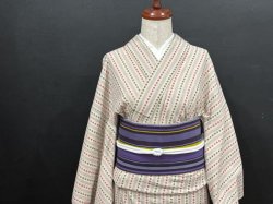 画像3: コットンウールストライプ（帯締め付き）・used品アップサイクル二部式帯・吉弥デザイン