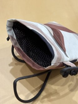 画像2: 英国リバーストライプ（外ポケット＆裏付き）・used布使用アップサイクル５寸サコッシュ