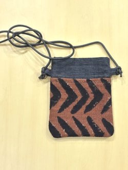画像1: アフリカンコットン（外ポケット＆裏付き）・used布使用アップサイクル５寸サコッシュ