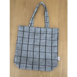 画像: 一尺トート・ベルギーリネン格子柄（内ポケット付き）