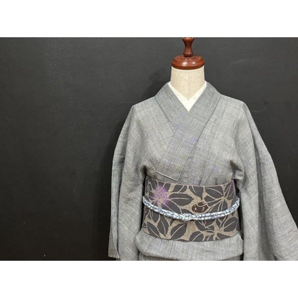 画像3: 綿つむぎサンドネイビー（帯締め付き）・二部式帯・吉弥デザイン (3)