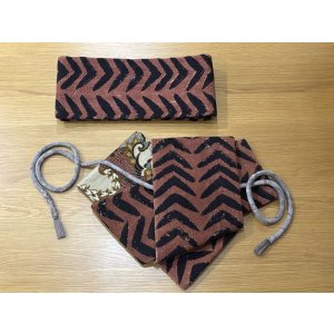 画像: アフリカンコットン（帯締め付き）・used品アップサイクル二部式帯・吉弥デザイン