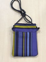 画像: コットンウールストライプ（外ポケット＆裏付き）・used布使用アップサイクル５寸サコッシュ