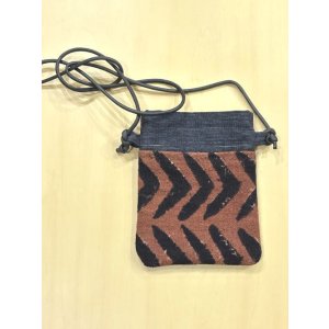 画像: アフリカンコットン（外ポケット＆裏付き）・used布使用アップサイクル５寸サコッシュ
